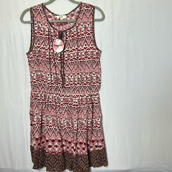 Hayden Dresses & Skirts - Hayden Los Angeles Large Sleeveless Aztec Midi Dress Keyhole Tie Front